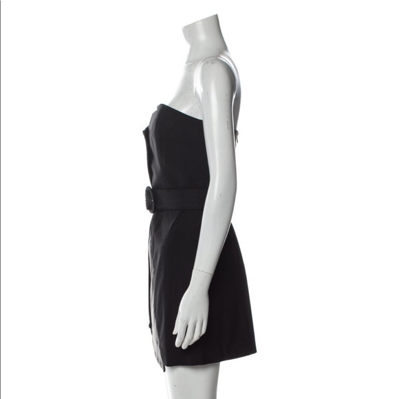 Alice + Olivia strapless wool and leather mini Dress - Picture 3 of 4